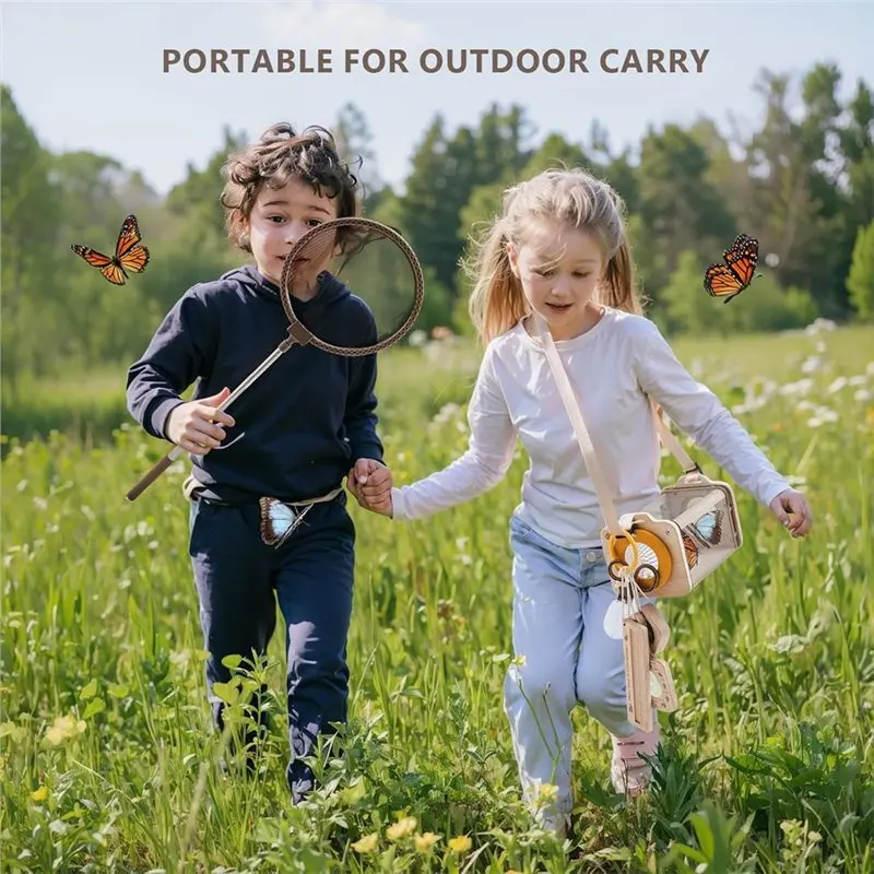Best-For Kids Outdoor Explorer Set Wooden Bug Catcher Kit Magnifying Glass STEM Learning For Ages 3-8 Nature Gift
