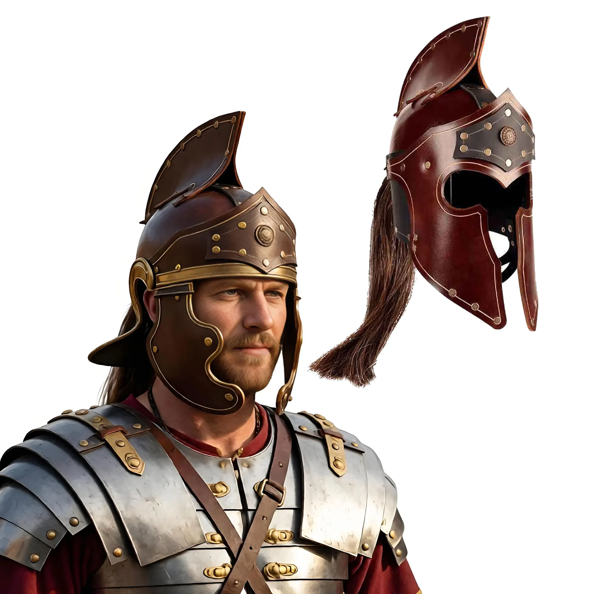Medieval Warrior Gladiator Leather Mask Cosplay Roman Egyptian Myth Soldier Retro Helmet Halloween Carnival Party Costume Props
