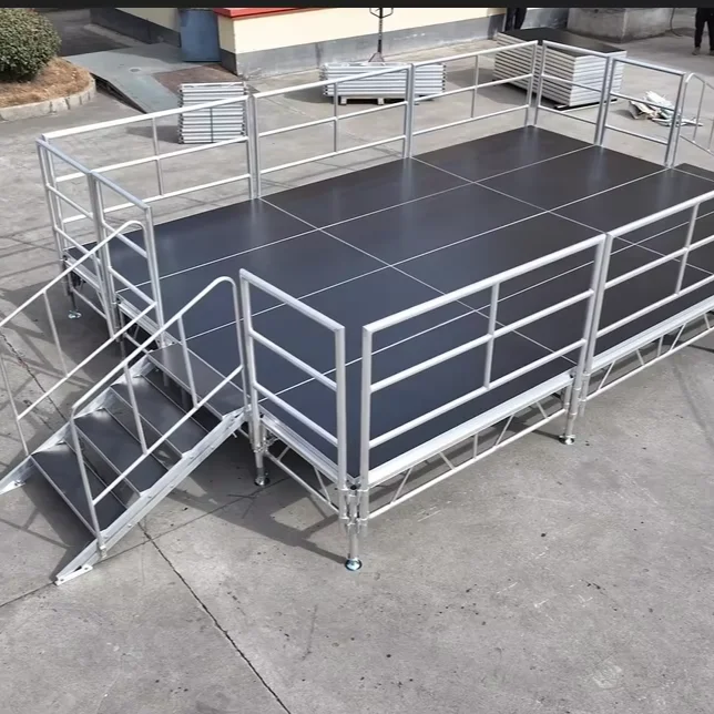 【Durable Using】Aluminum Alloy 4x8 Ft Foldable Portable Modular Square Design TUV Certified Outdoor Runway Podium 500kg Load Capa