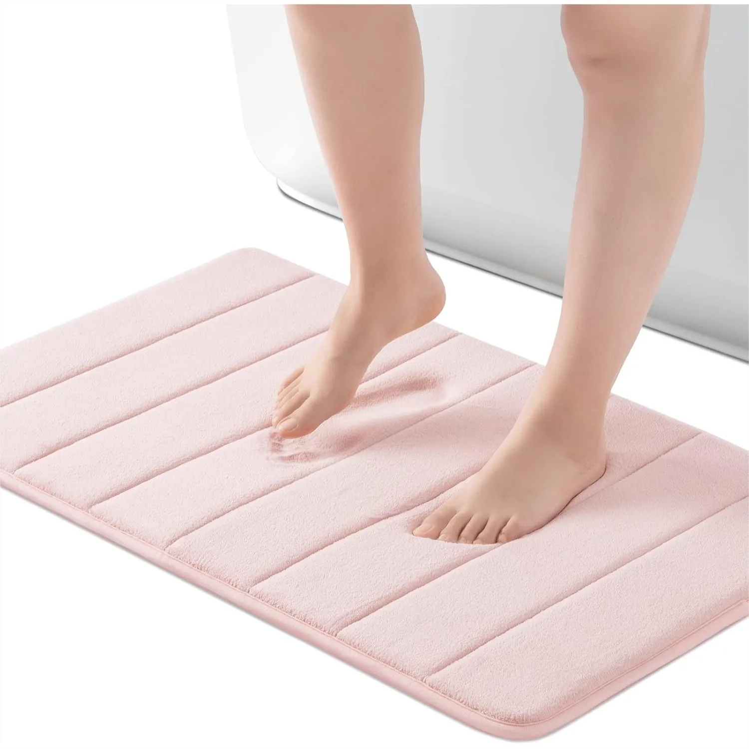 

Memory Foam Bath Mat 17" x 24", Water Absorbent Non Slip Bathroom Rug, Ultra Soft Shower Mat for Floor & Tub, Pink
