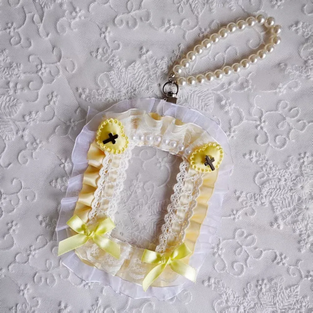 Kawaii DIY Card Holder Lolita with Ribbon Lace Photocard Case Anime Idol Display Photo Protector Case Card
