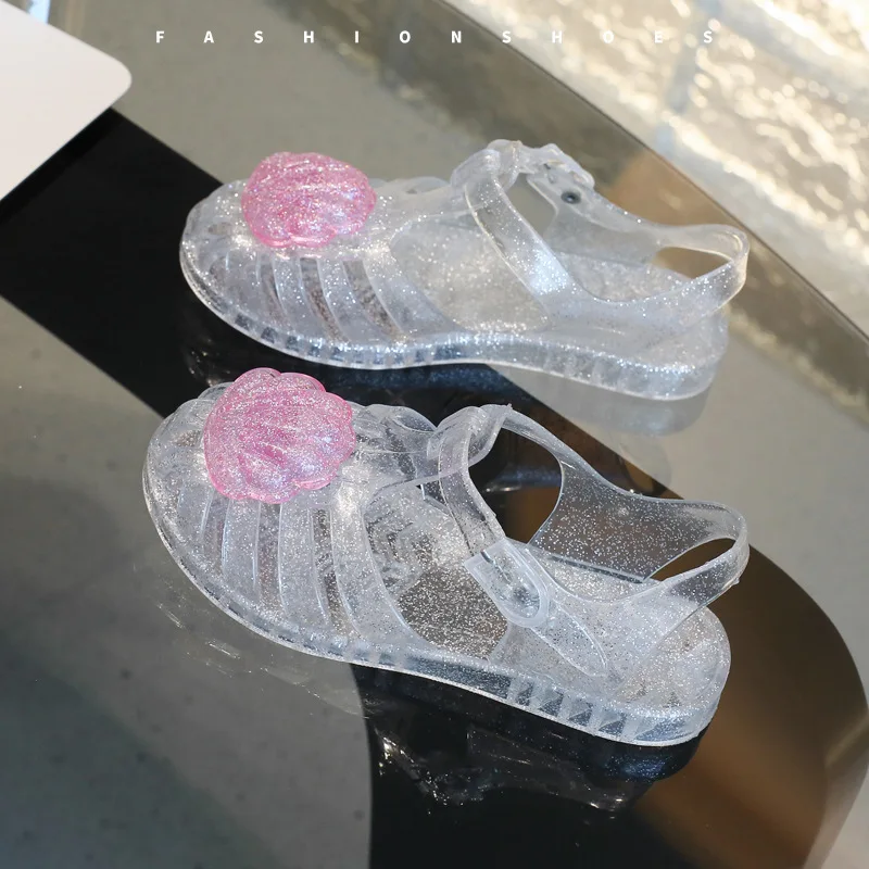 2026 New Summer Children Jelly Princess Sandals Sweet Heart Shaped Girls Toddlers Baby Breathable Hollow Shoes 3-8 Years