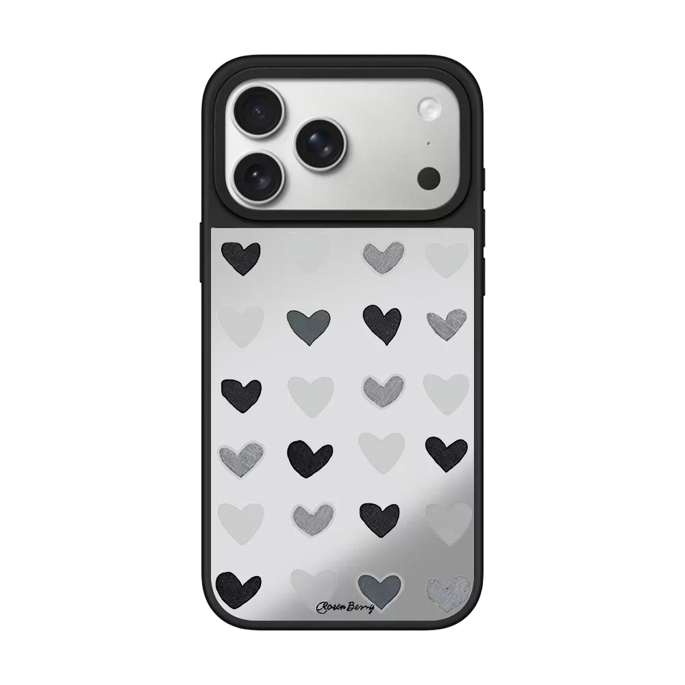 Simple Graffiti Heart Mirror Magnetic Case: Compatible with IPhone 17 16 15 14 13 12 Pro Max 17 Air
