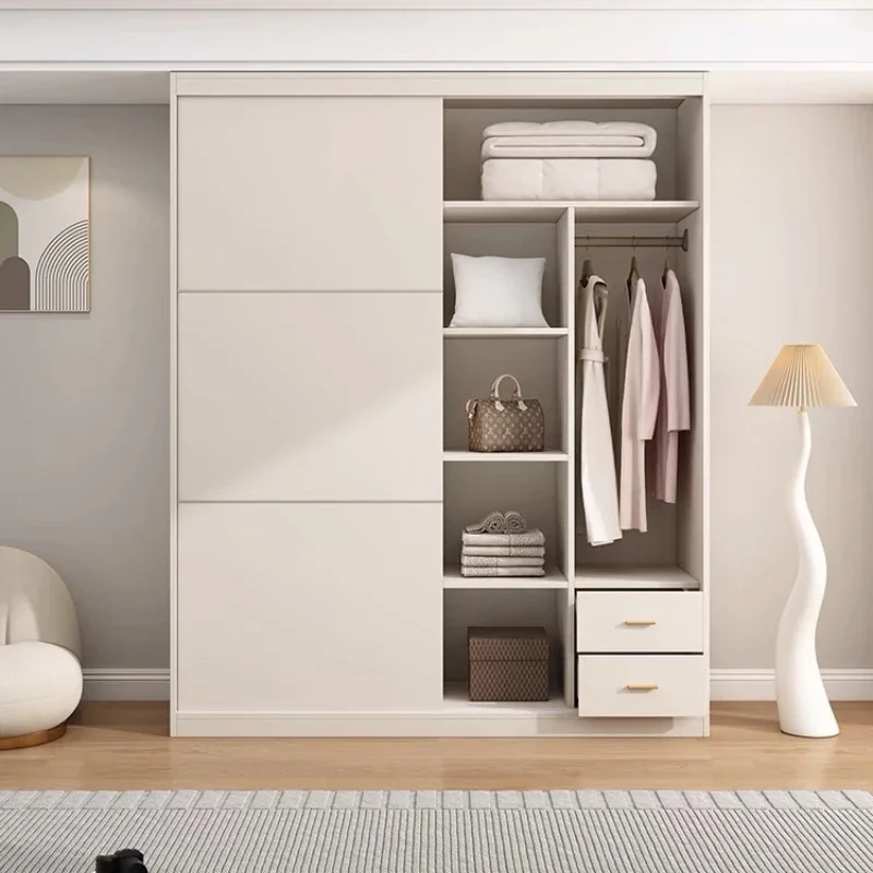 Armarios con Puertas Corredizas de Diseño Vintage, Armarios Blancos Italianos de Estilo Nórdico, Organizador de Armarios, Ropero Estético, Muebles para Salón