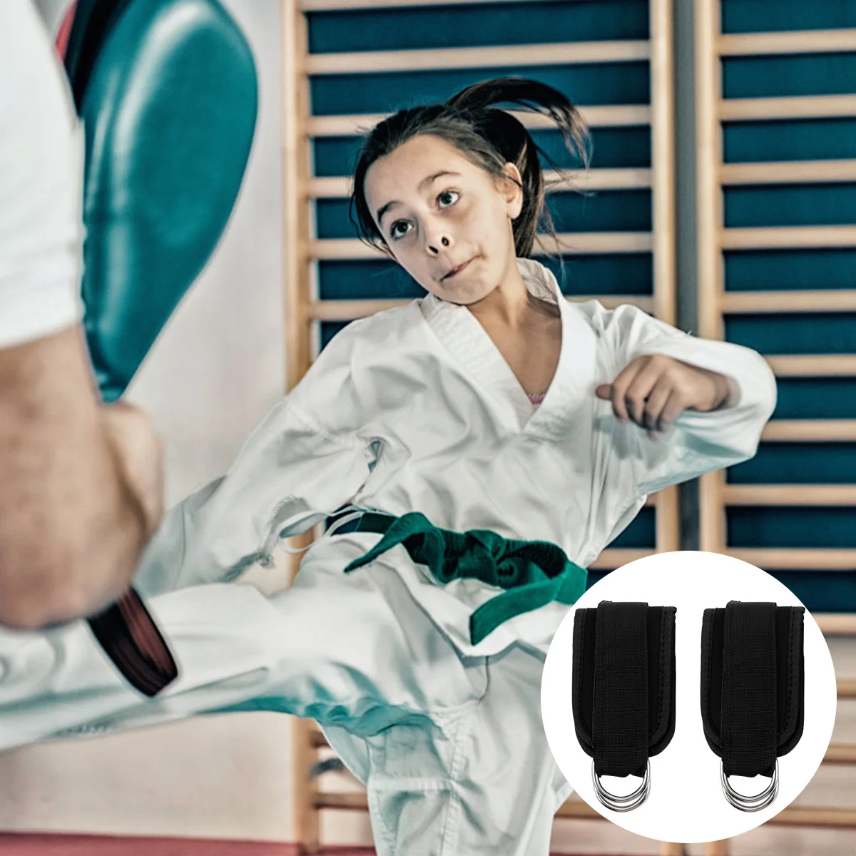 

1Pair Ankle Strap Double Ring Fitness Padded Leg Workout Weight-Bearing Resistance Band Leg Exercise Tool for Gym