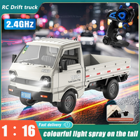 KF21 RC Car 1:16 Scale Remote Control Drift Climbing Truck with Spray LED Lights Off-Road Toy Gift for Kids Boys Indoor Outdoor