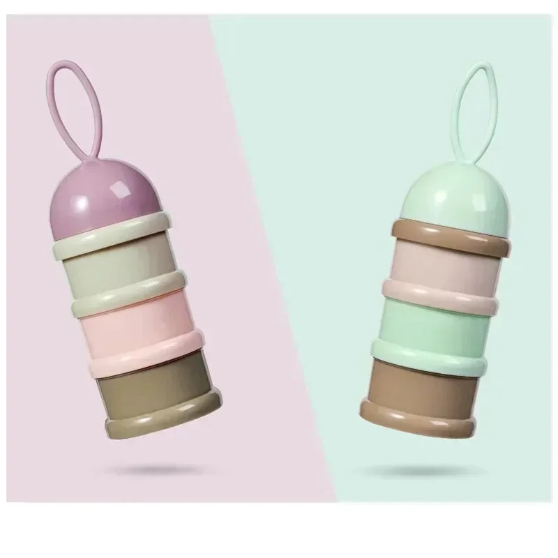 

Three layer portable milk powder box, outdoor children's cartoon colorful storage box with built-in hand-held rope