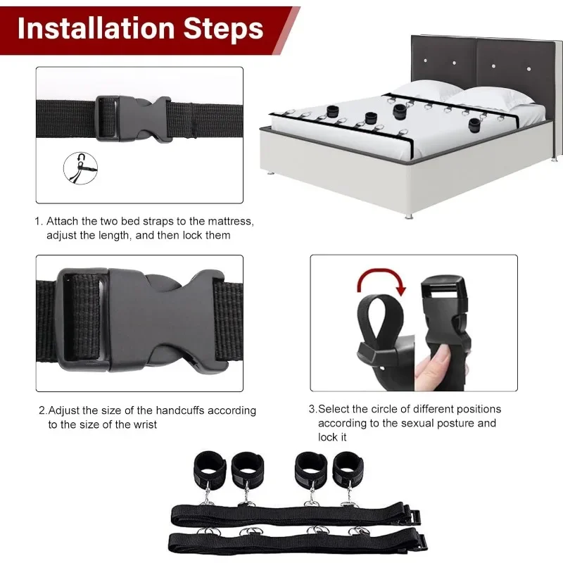 Bed Bondage Restraints Sex Adult BDSM Sex Handcuffs Bed Restraint Straps for Couples Sex Bondage Wrists Ankle Cuffs Sex Shop