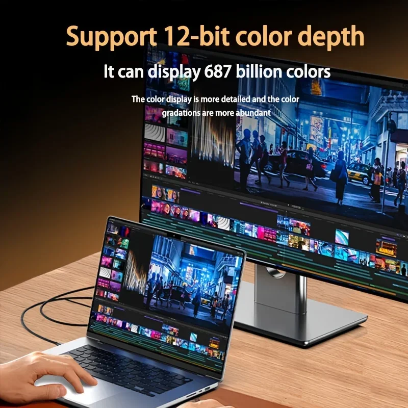 HANNUO USB C to HDMI Cable 8K 4K 60Hz/144Hz Type C to HDMI 2.1 Thunderbolt 3 4 for Streaming iPhone Series Samsung Mac Switch