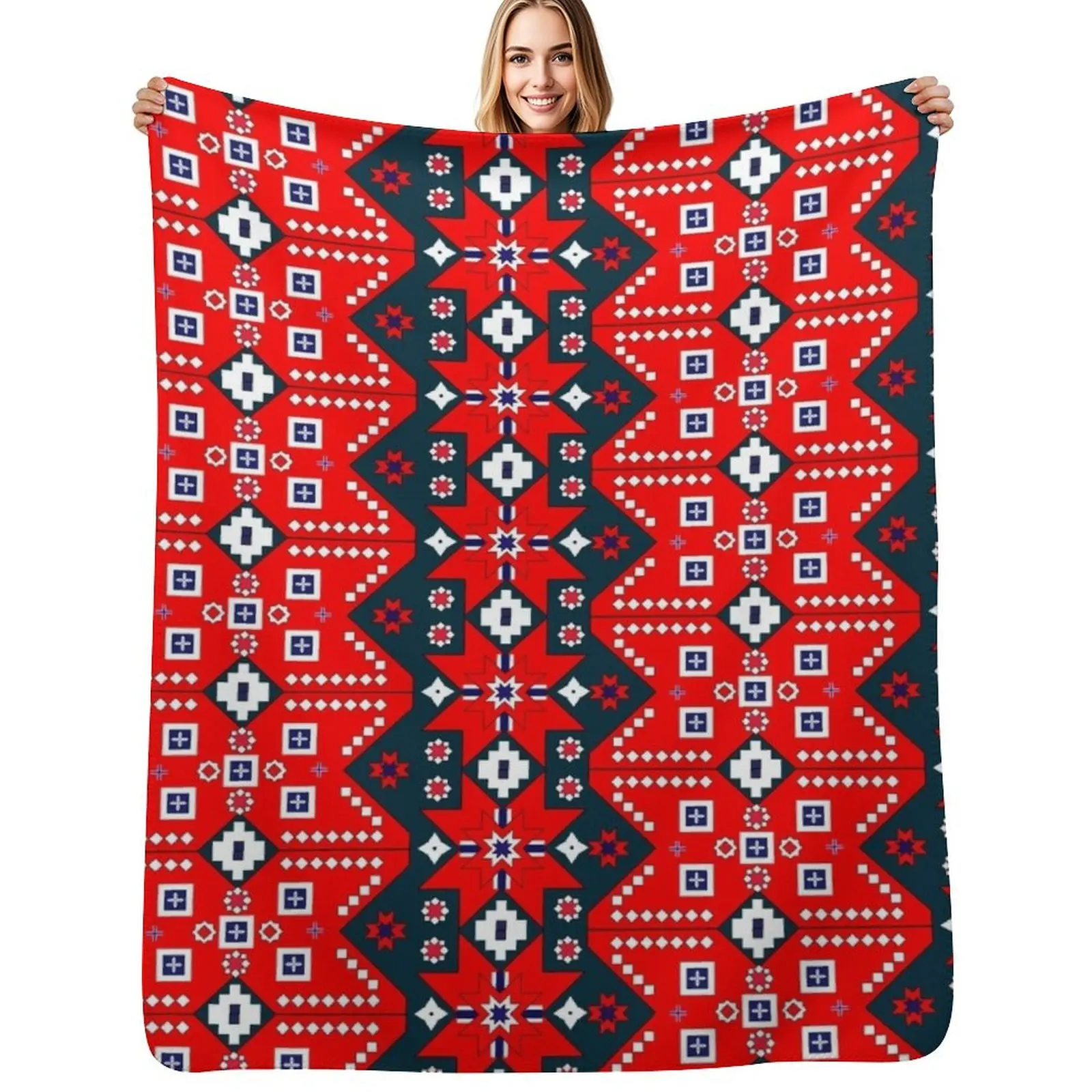 

Norwegian National pattern Throw Blanket Beautifuls Single Flannel Fabric Custom Blanket