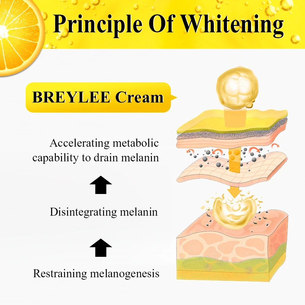 BREYLEE Vitamin C 20% VC Bleaching Gesichts Creme Reparatur Verblassen Sommersprossen Entfernen Dunkle Flecken Melanin Entferner Aufhellung Gesicht Creme