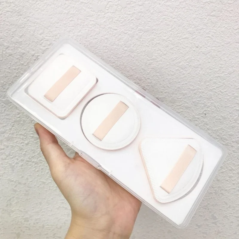 YS00036-Three Marshmallow Air Cushion Puff Cases, Toast Puff Cases, Beauty Tools, Rectangular Connected PP Transparent Packaging