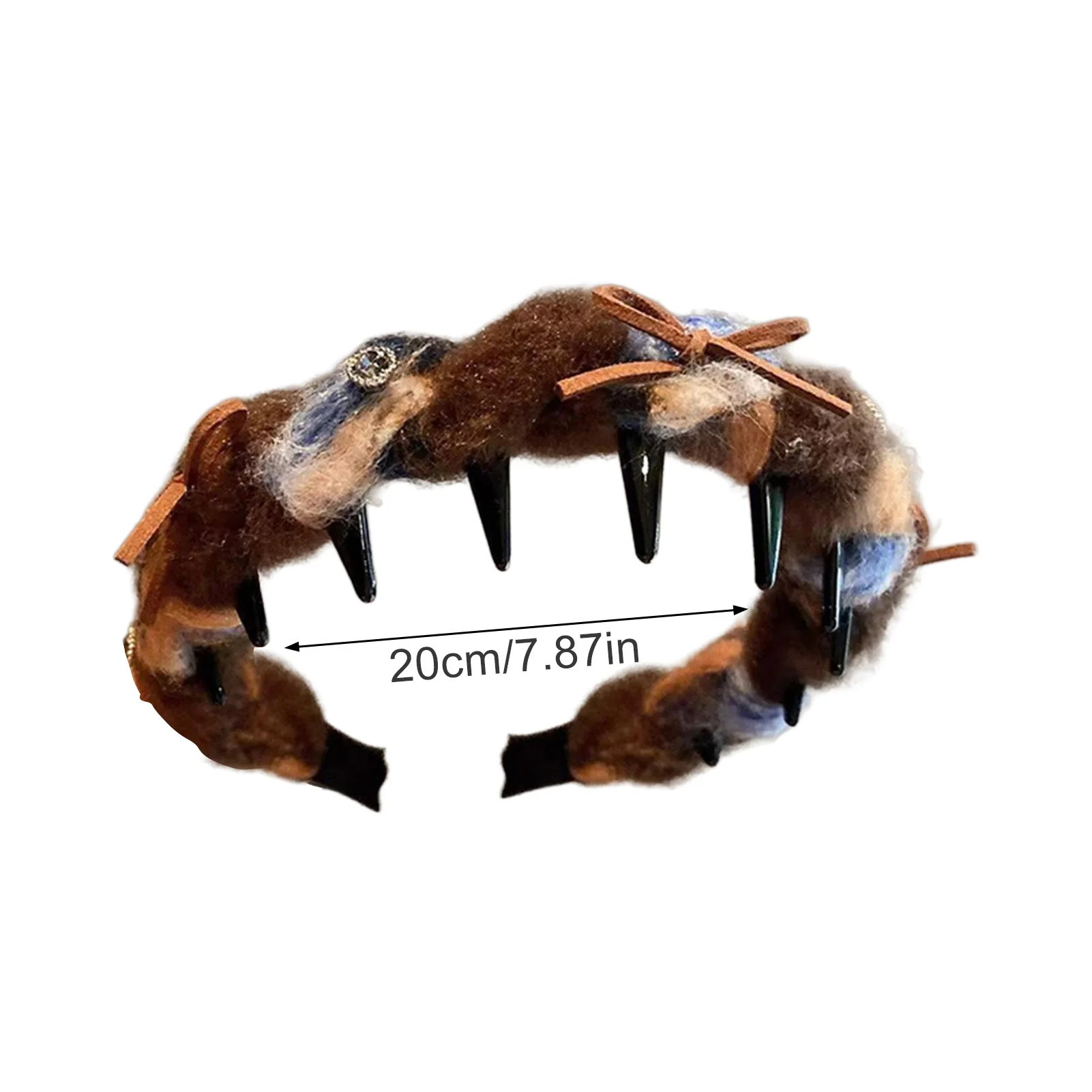 Korean Style Plush Hair Hoop With Combs Rhinestone Bow Hairband Daily Party Casual Tiaras Retro Wedding Bridal Hair Accessories