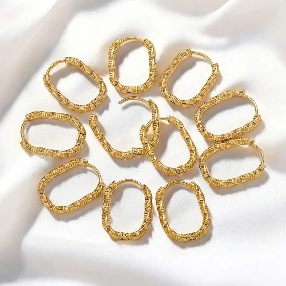 

6pcs Stainless Steel Gold-plated PVD Earrings Hoop Threaded U-shaped for DIY Wome Jewelry Making Accessories Materials Wholesale