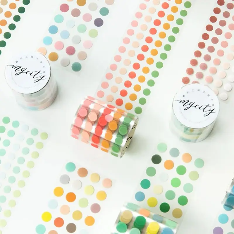 Yoofun 5*300cm Color Dots Decorative Adhesive Washi Tape Masking Tape DIY Scrapbooking Sticker Label Japanese Stationery
