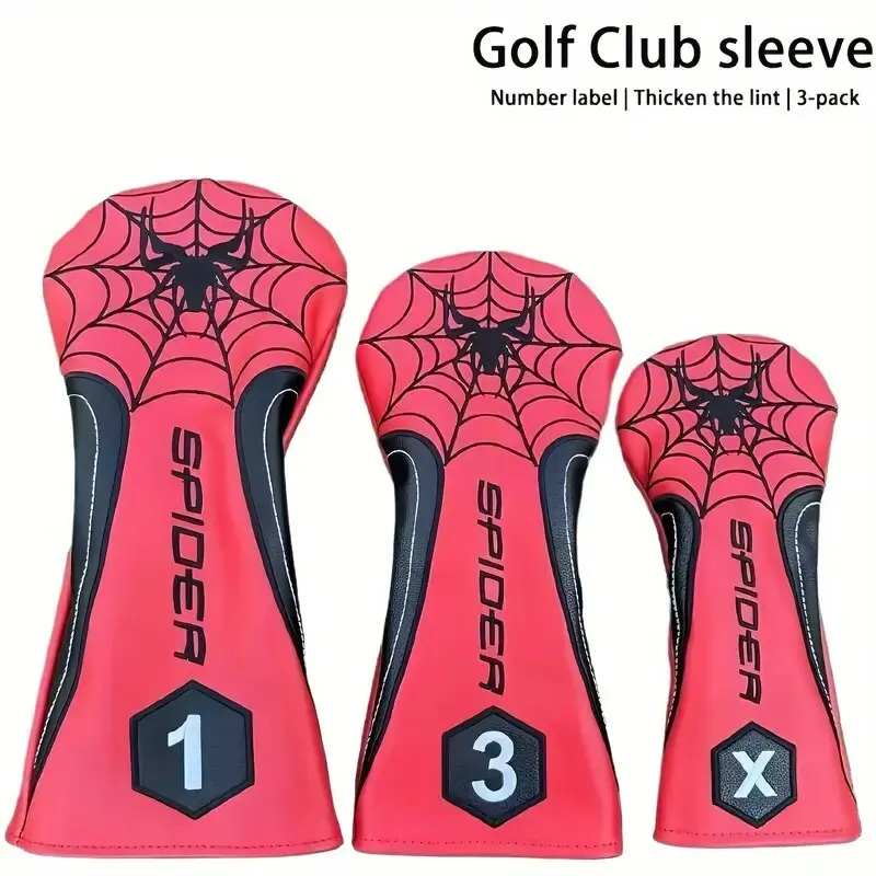 

Головные уборы для гольф-клуба, деревянные/гибридные/чехлы из искусственной кожи, дизайн с вышивкой паука, аксессуары для гольфа