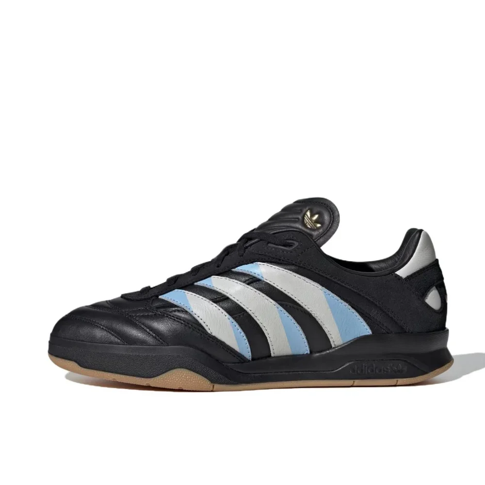 Adidas Predator Mundial Men's and Women's Stylish Low Top Casual Running Shoes Black White and Blue Colorway