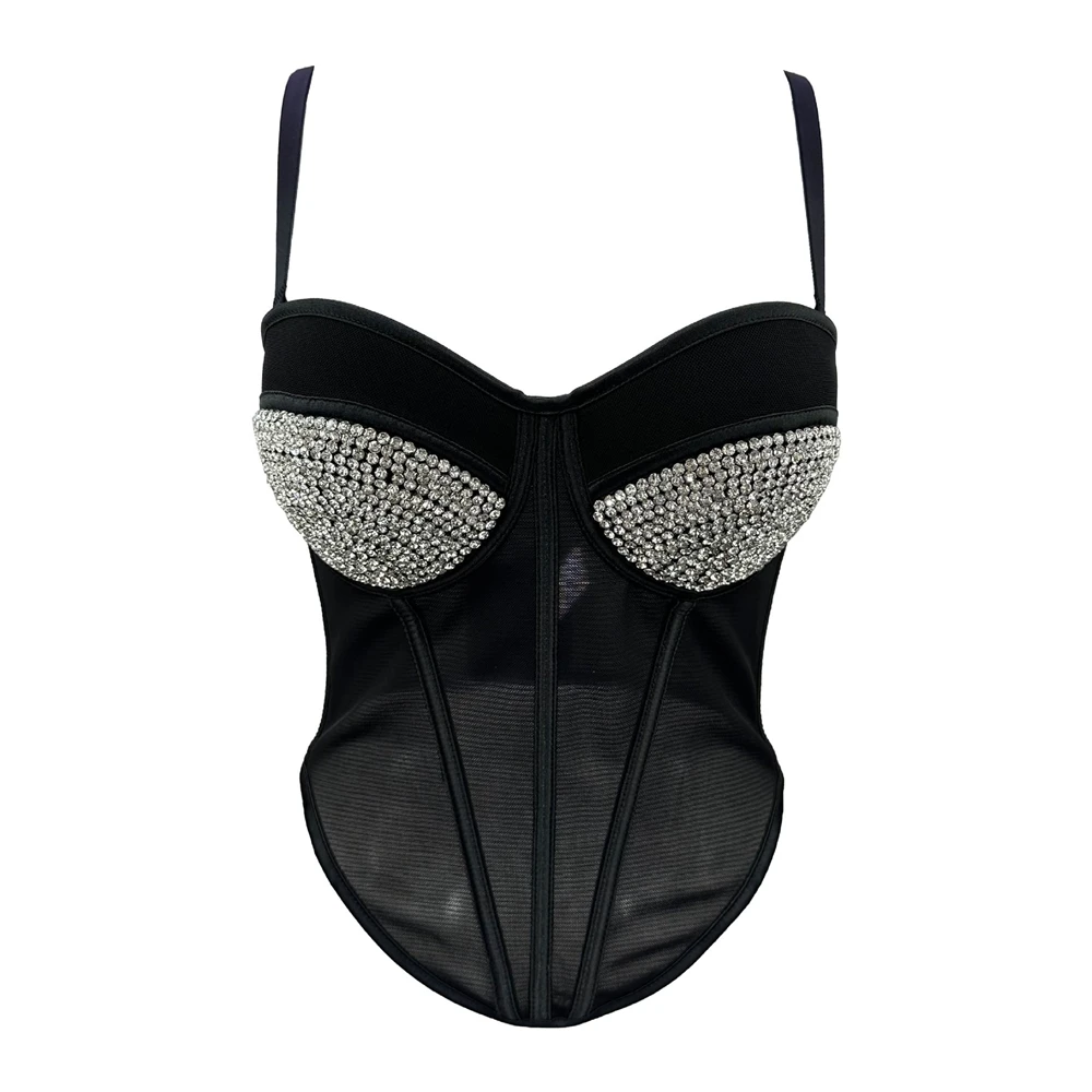 Chi naya-Soutien-gorge sexy pour femmes, bustier avec biscuits, longueur moyenne, corset en gaze confortable, été