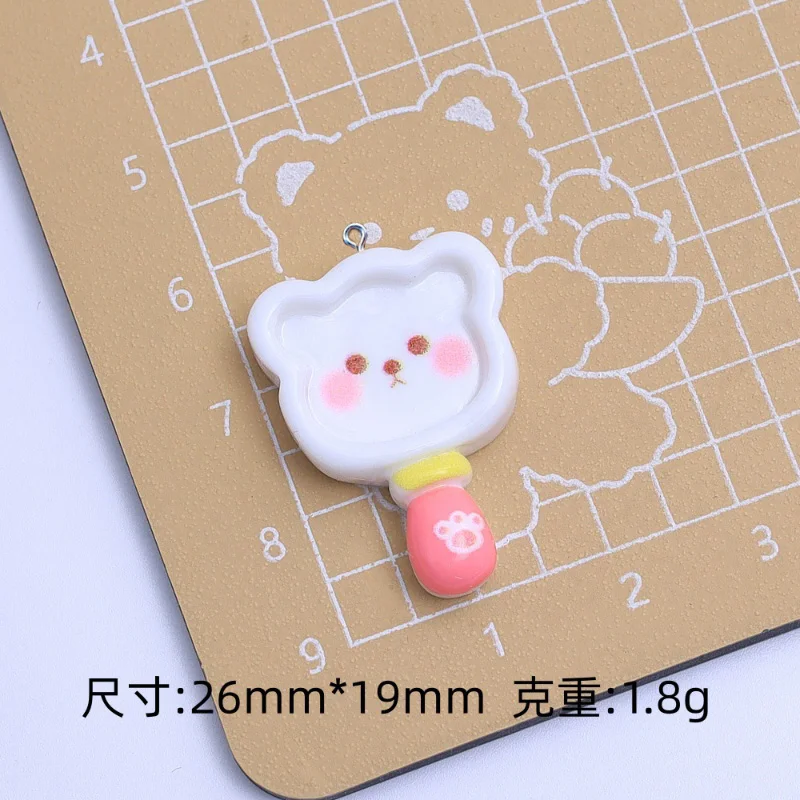 10Pcs Kawaii Bear Fork Spoon Chopsticks Resin Charms Pendants For Jewelry Making Accessories DIY Necklace Earrings Decoration