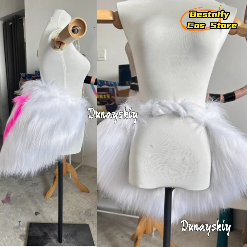Hazbin COS Hotel Angel Dust Cosplay disfraz mujer trajes peludos amor corazón faldas cortas 2025 Anime carnaval uniforme sexy