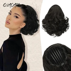 OLA Synthetic Ponytail Claw Clip Ponytail Extensions Short Curly Ponytail Natural Wig Ponytail Ladies Ponytail Black Hair Clip
