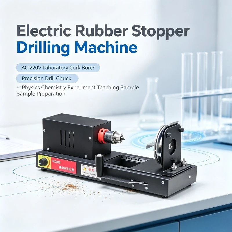 Rubber Stopper Drilling Machine, AC 220V Laboratory Cork Borer with Drill Chuck for Physics Chemistry Experiment Teaching