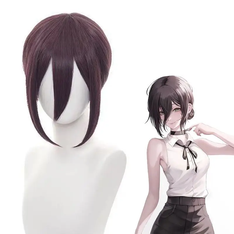 Fioletowo-czarna, mieszana, odporna na ciepło peruka do cosplayu dla Reze |   Symulacja skóry głowy i puszysty, warstwowy styl z Chainsaw Man