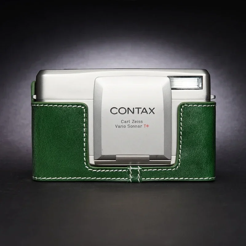 تصميم لـ Contax TVS III TVS 3 حقيبة غطاء نصف حافظة للكاميرا مصنوعة يدويًا من الجلد الطبيعي