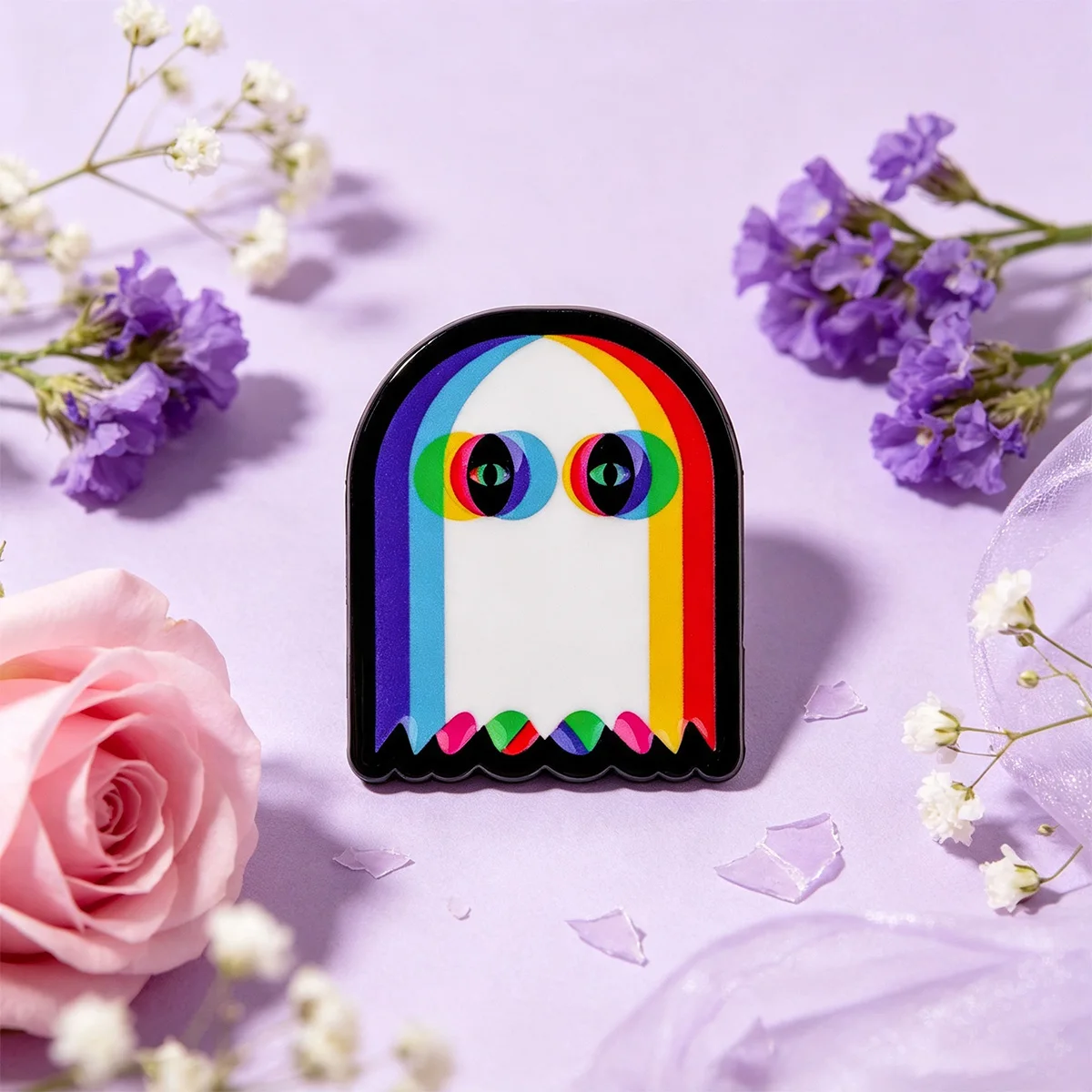 9-teiliges Set Coole Regenbogen-Geister-Emaille-Pins, Niedliche Cartoon-Broschen, Anstecknadeln für Rucksäcke, Accessoires, Schmuck, Geschenke für Freunde – Detail 3