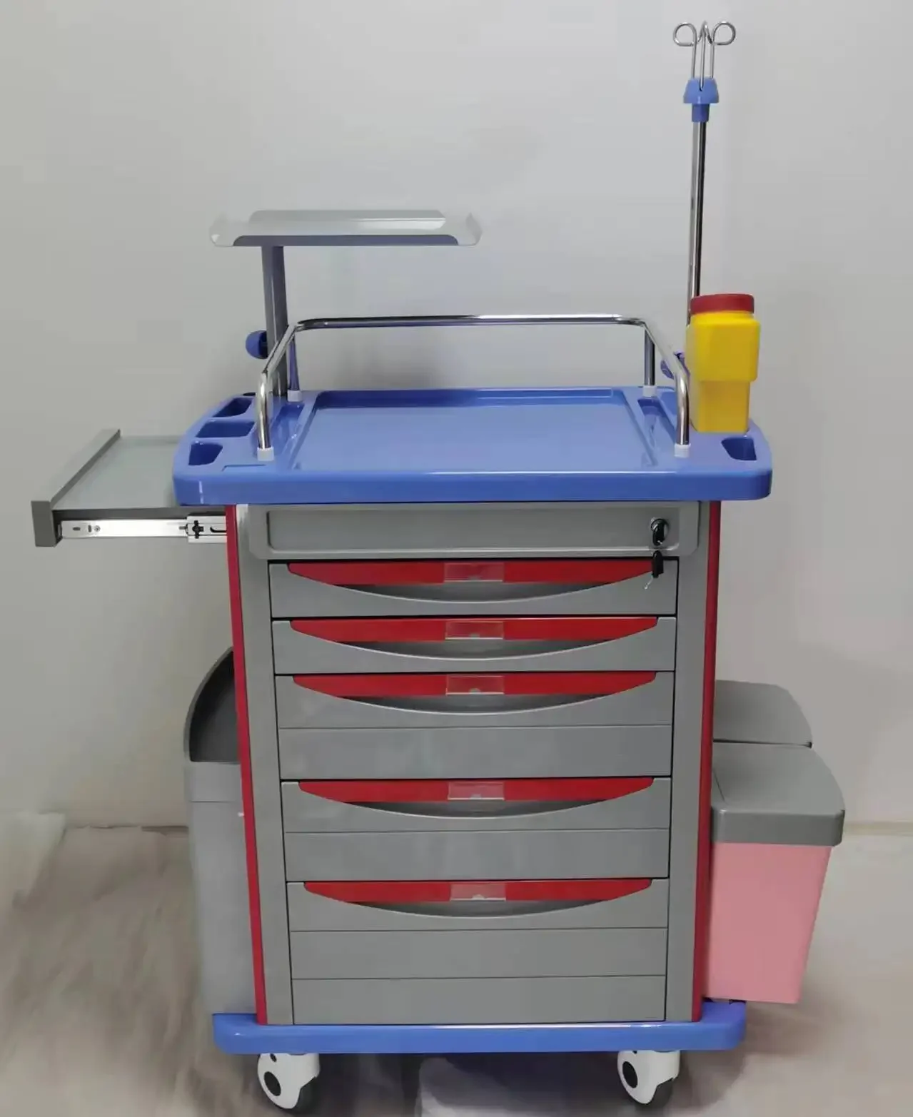 Medical ABS Emergency Mobile hospital medicine Trolley Cart For Sale