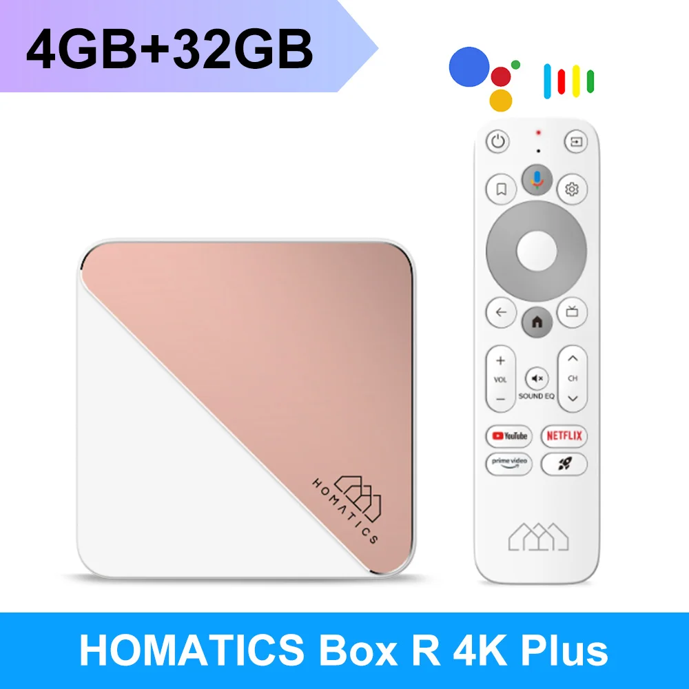 HOMATICS Box R 4K Plus TV Box AndroidTV 14 Netflix Google-gecertificeerd Amlogic S905X4 4G32G Ondersteuning DTS Dolby Audio AV1 Wifi6 BT5.0