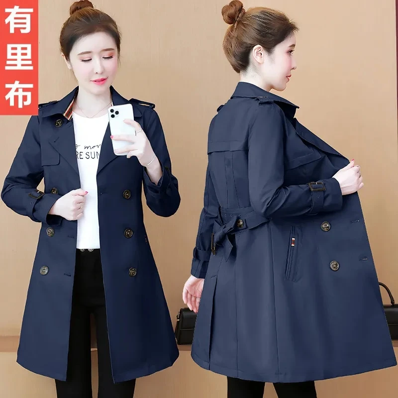 Fashion Double -breasted Trench Coats For Womens 2023 Spring Autumn Temperament Slim Windbreakers Female Long Coats With Belt