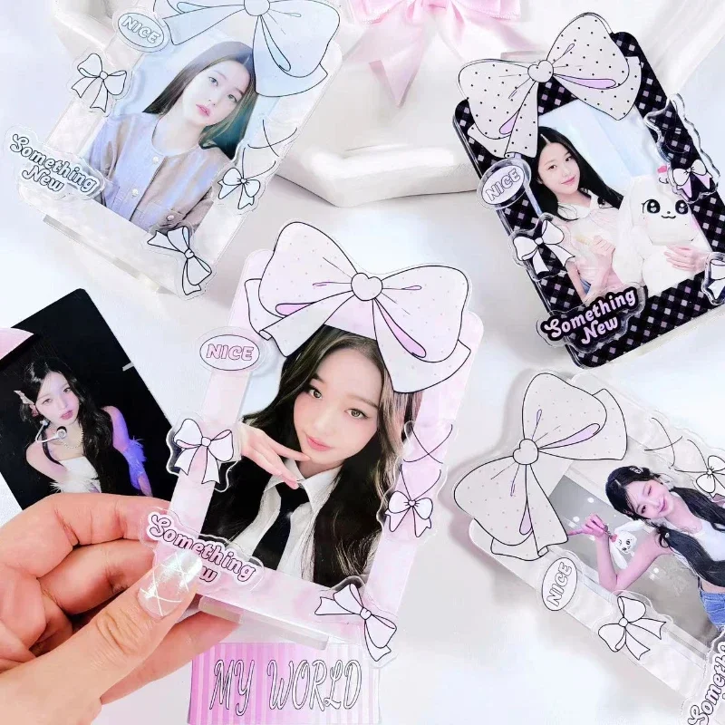 Original Design Lovely Buterfly Photocard Frames Pink Bowknot Photo Frames 3 Inch Kpop Photocard Kawaii Desktop Decoration 2024