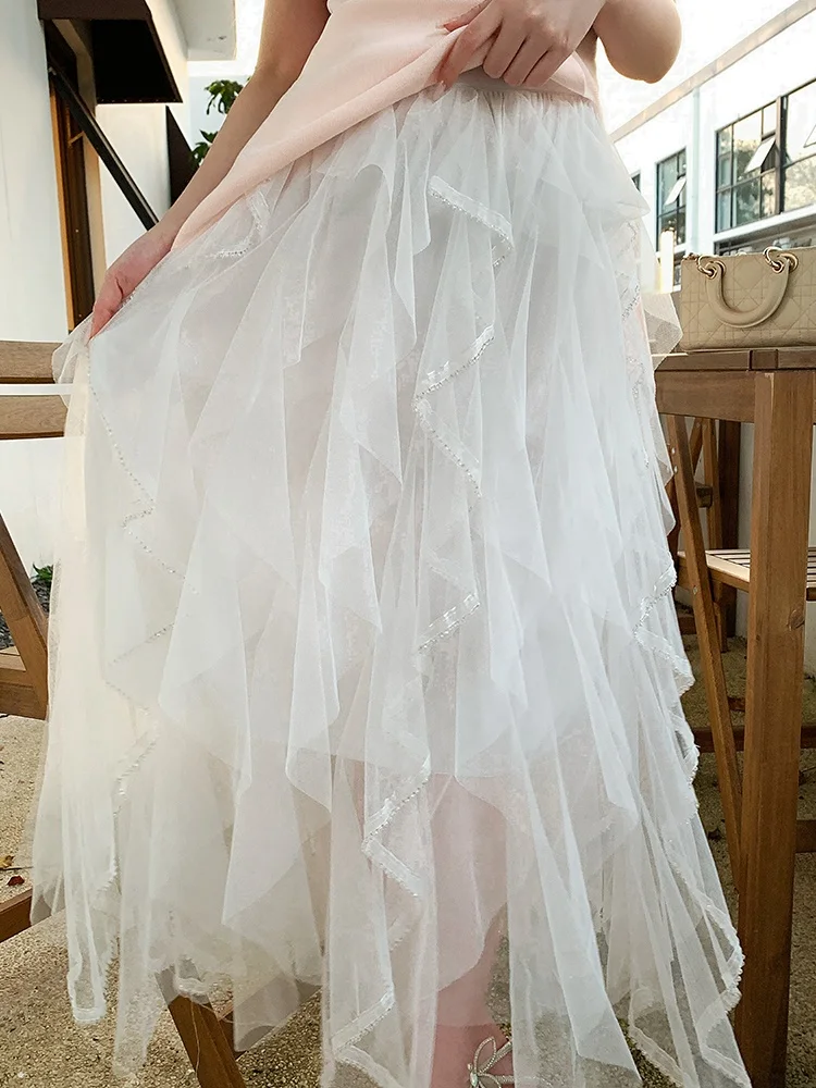 

Ледяная погода пришла | Юбка Bloom of Time Unique Sweet Cool Sle, асимметричная, длинная, маленького размера, с высокой талией, универсальная