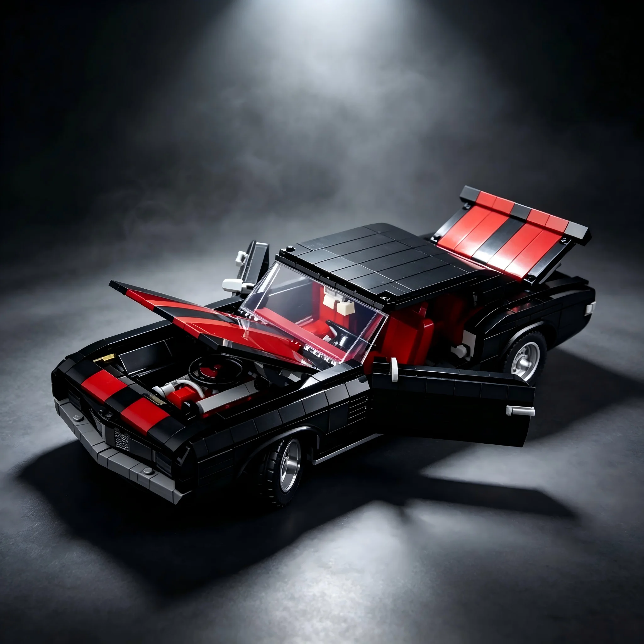 Kit de construction de voiture de sport noire inspiré de la technologie, 1456 pièces, décoration, cadeau pour adultes passionnés de technologie, anniversaire/fêtes