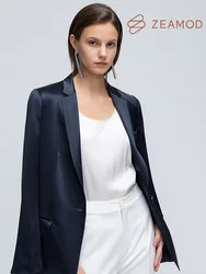 ZEAMOD 2024 Workplace all-in-one tool 40MM plain crepe satin women's comfortable suit coat