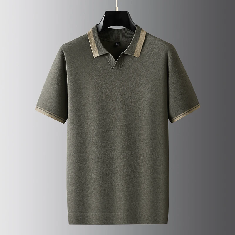 Silky Elastic Fabric Premium Men Sweater Short Sleeved Knitwear Autumn Quality Soft Comfortable Viscose Blends Sueters De Hombre