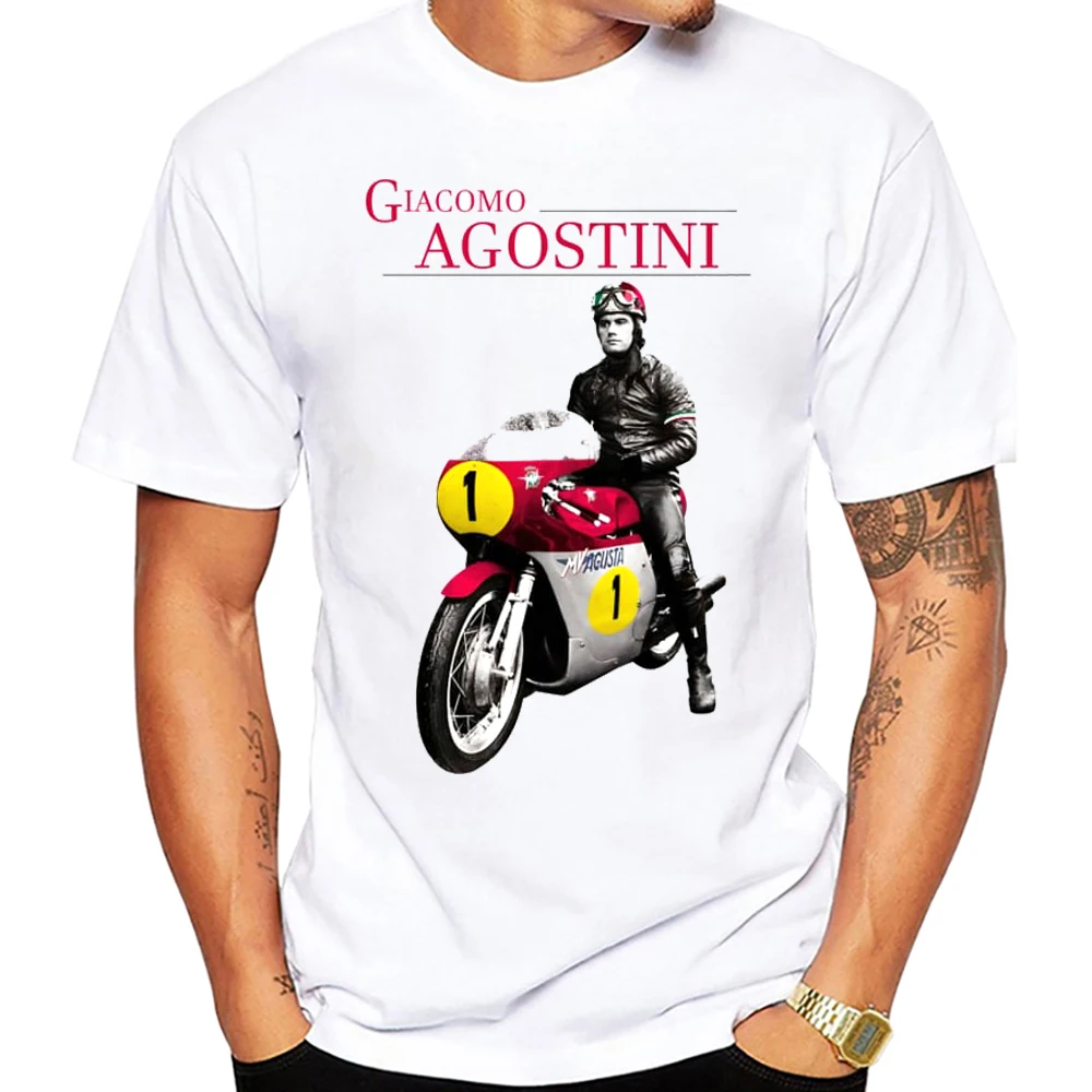 Giacomo Agostini GP 1975 Legend 70's camiseta Retro hombres camiseta aventura montar deporte niño Casual camisetas motocicleta camisetas blancas