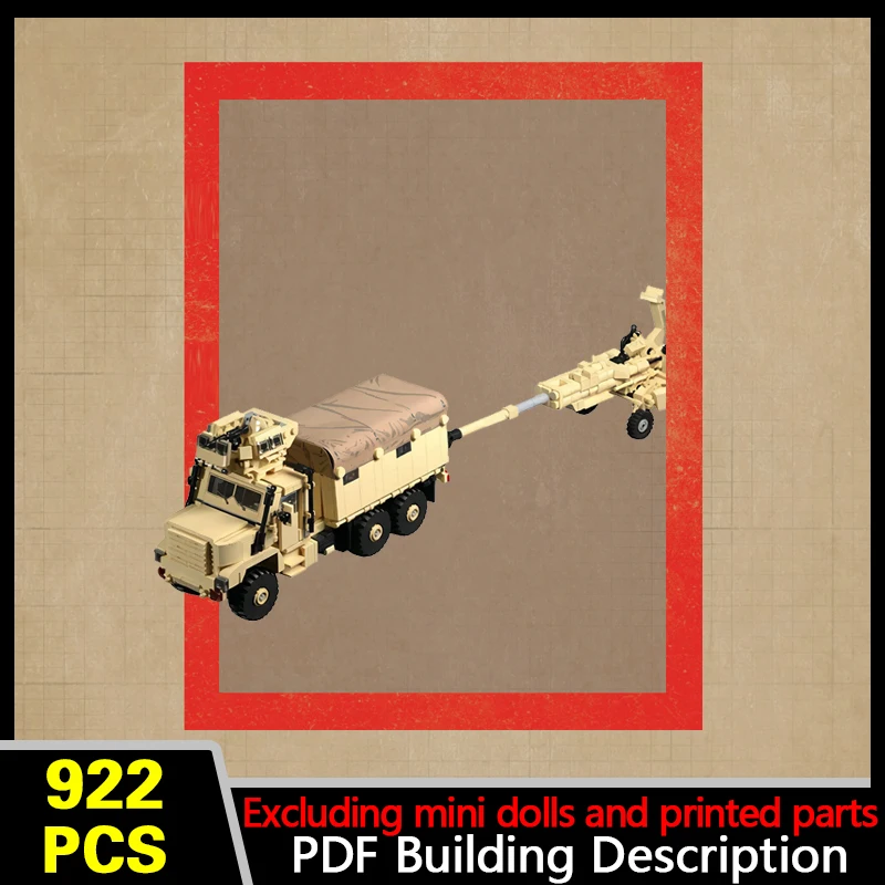 155mm Howitzer And Cargo Truck Model MOC Building Bricks War Equipment Modular Technology Gifts Holiday Assemble Children Toys