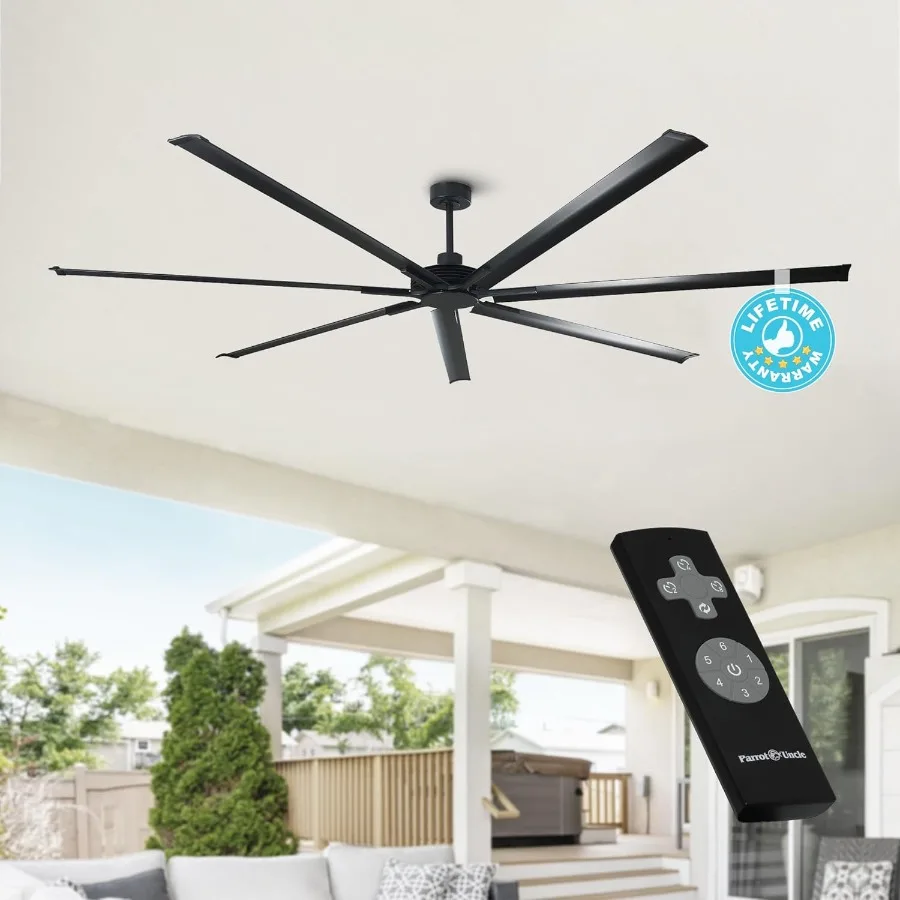 

100 Inch Ceiling Fans without Lights Industrial Black Large Ceiling Fan No Light for Living Room Shop Garage Bedroom Indoor Out