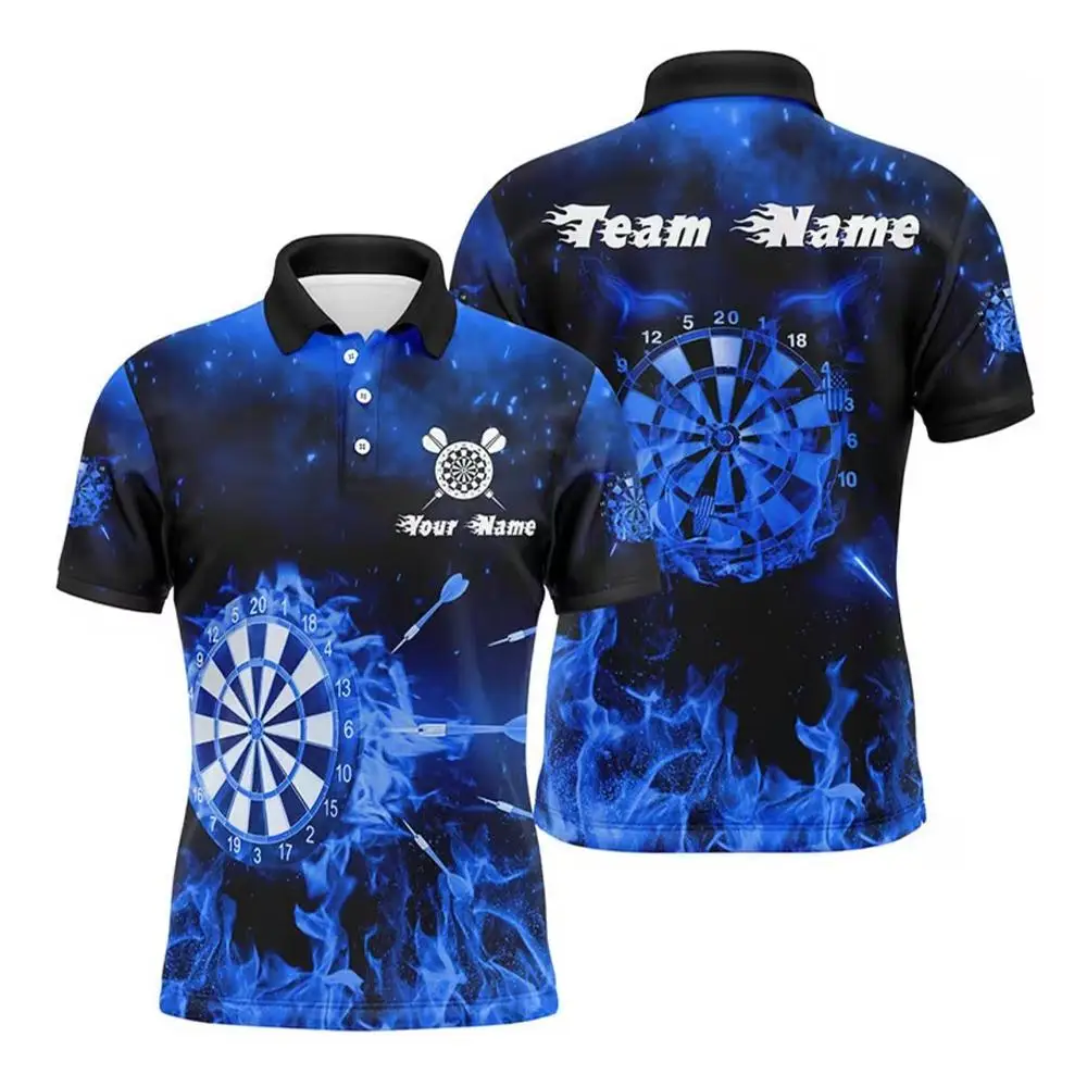 Personalized Darts Polo Shirt 3D All Over Print Men's Custom Name Team Darts Jersey Unisex Quick-drying Breathable Golf Shirt