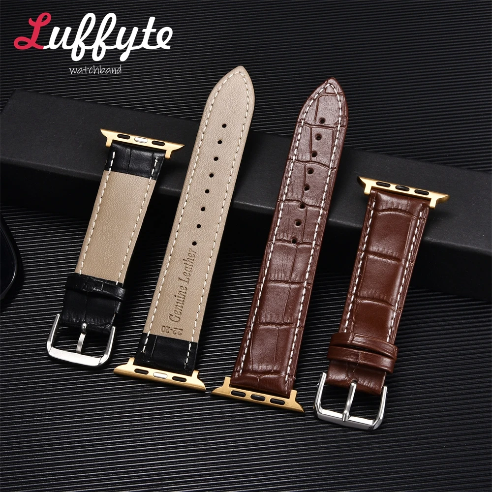 High Quality Genuine Leather Watchbands 45mm 41mm for Apple Watch 8 7 6 SE 5 4 3 Cowhide Straps 38mm 40mm 42mm 44mm for iwatch