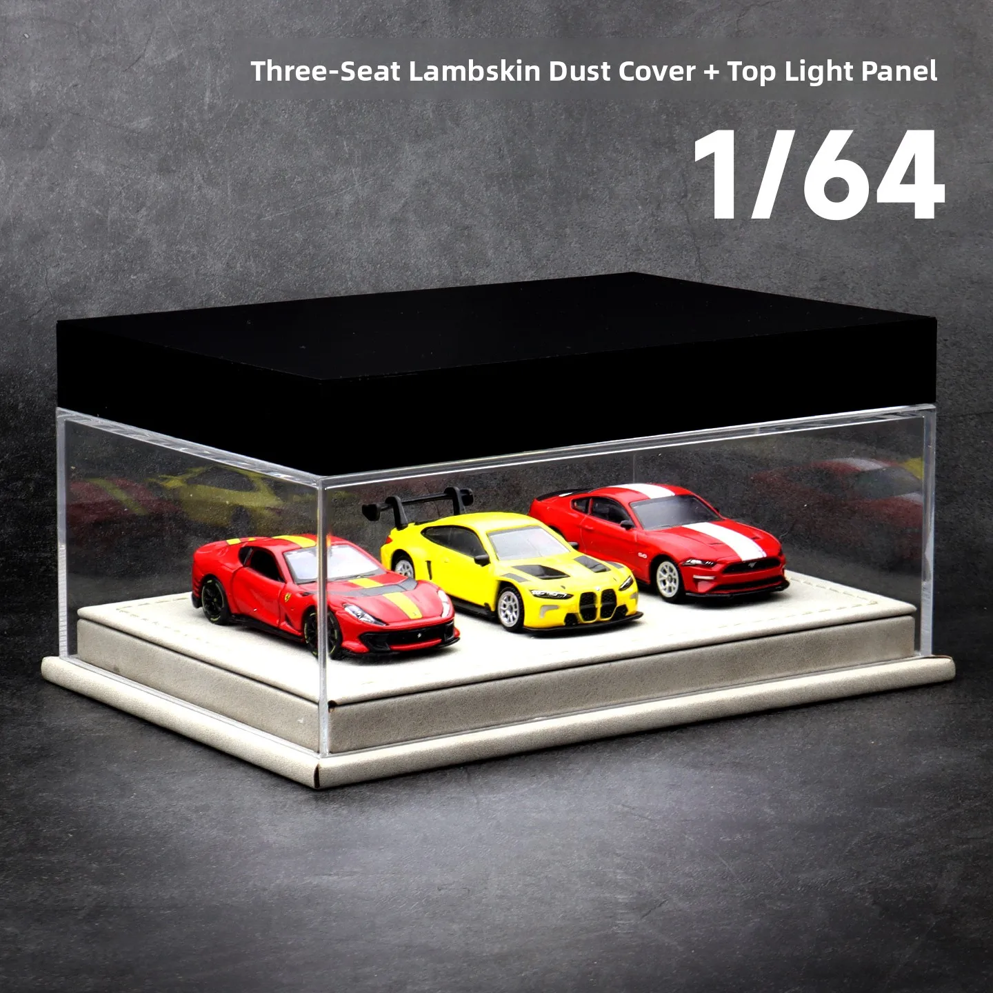 High-End Leather Acrylic One-Piece Display Case Dust Cover for GT Diecast Car Models Collectible Vehicle Showcases