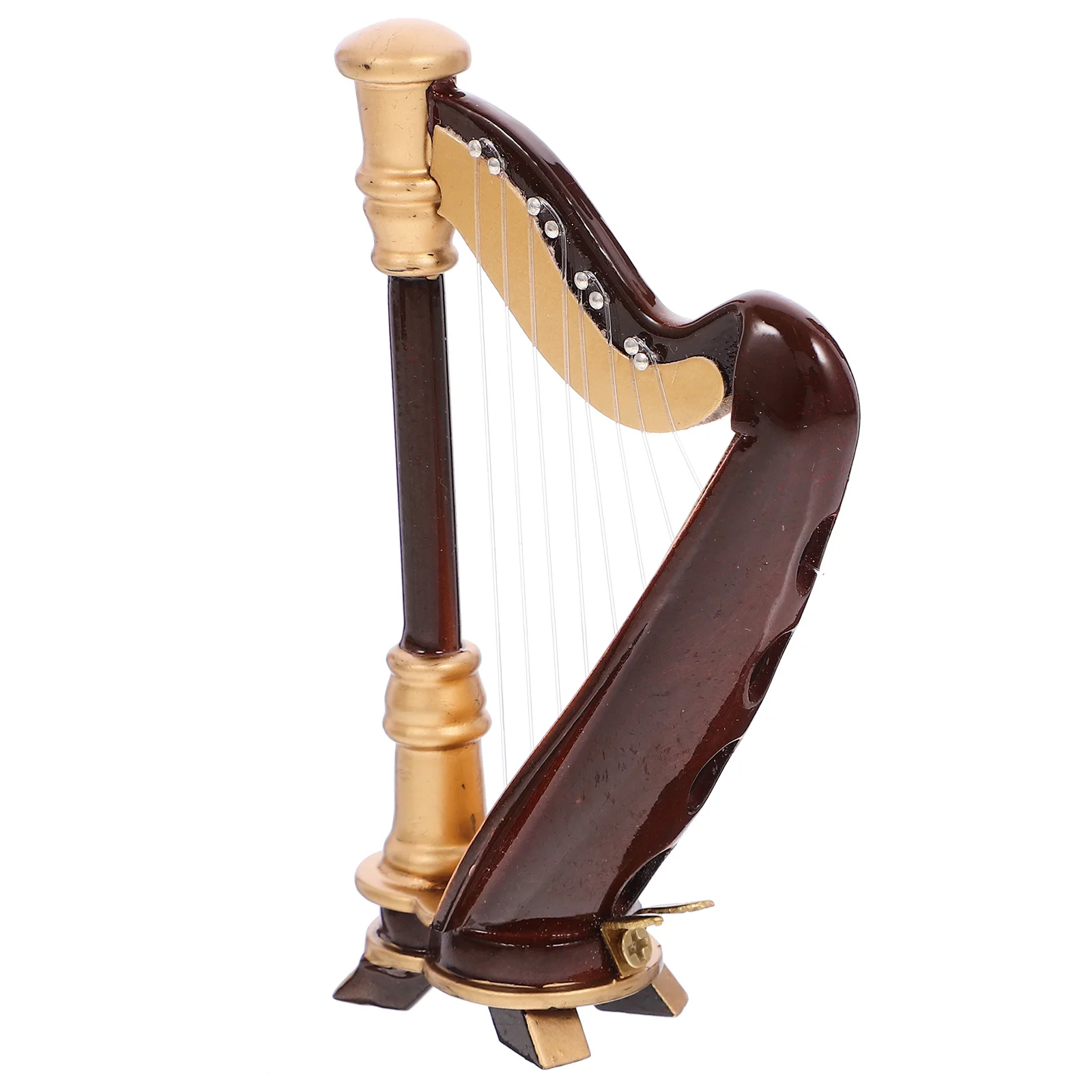 

Mini Harp Miniature Instrument Decor Wooden Model Ornament Replica Musical Vintage