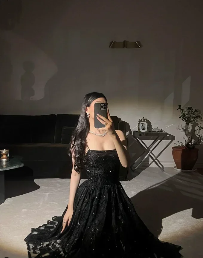 Customized  Evening Dresses Tulle Pleat A-line Spaghetti strap Midi Dresses Womenفساتين نسائية شحن مجاني فساتي Unique design