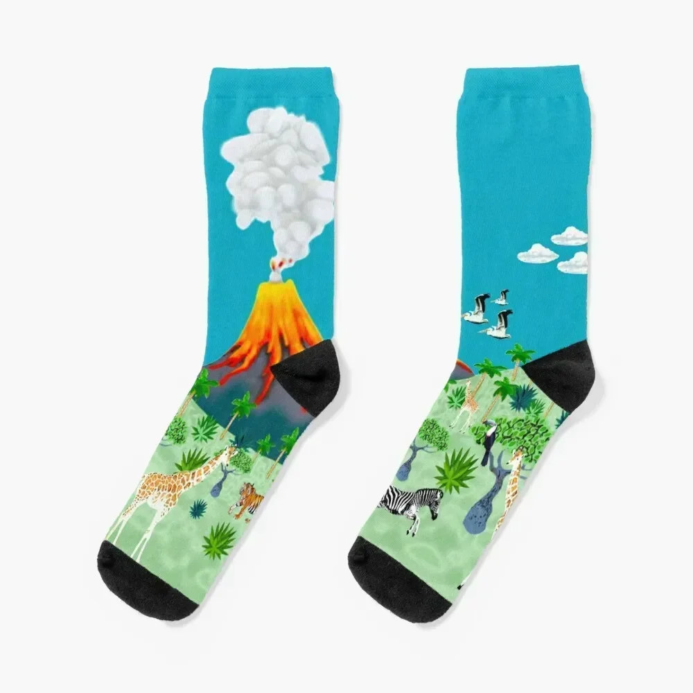 

Volcano in Paradise Socks kids ankle Christmas Men's Male Socks Women's