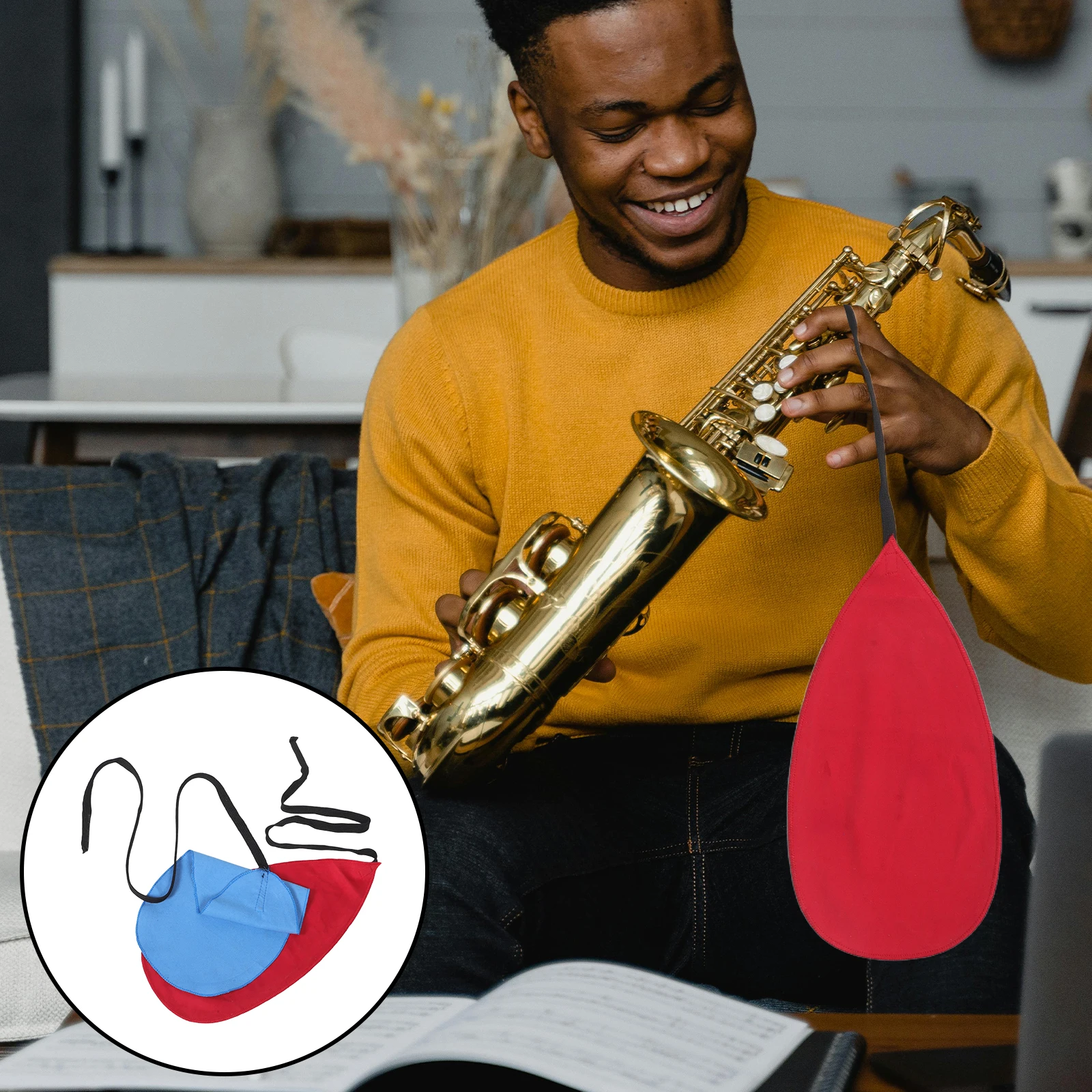 

2pcs Saxophone Cleaning Swab High Absorbency Reusable Wiping Cloth For Alto Tenor Sax Clarinet Flute Woodwind Instruments Gentle