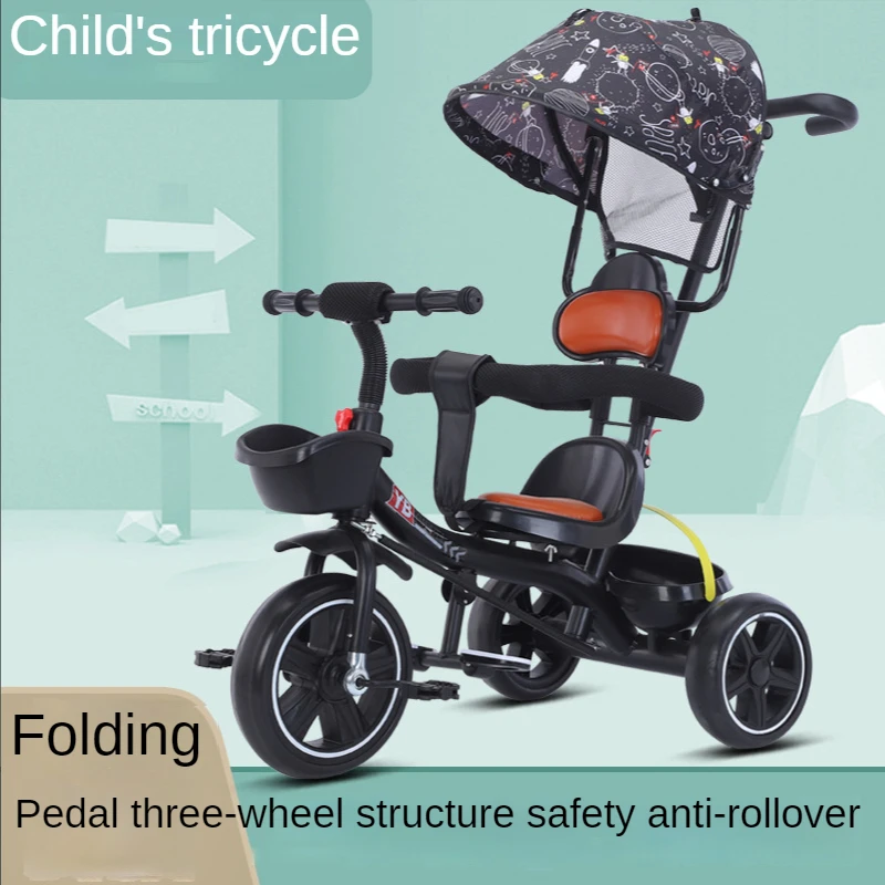 

Four-in-one High Carbon Steel Stroller Children's Tricycle Baby Bicycle Baby Stroller 06 Months-6 Years Old Load-bearing 25KG