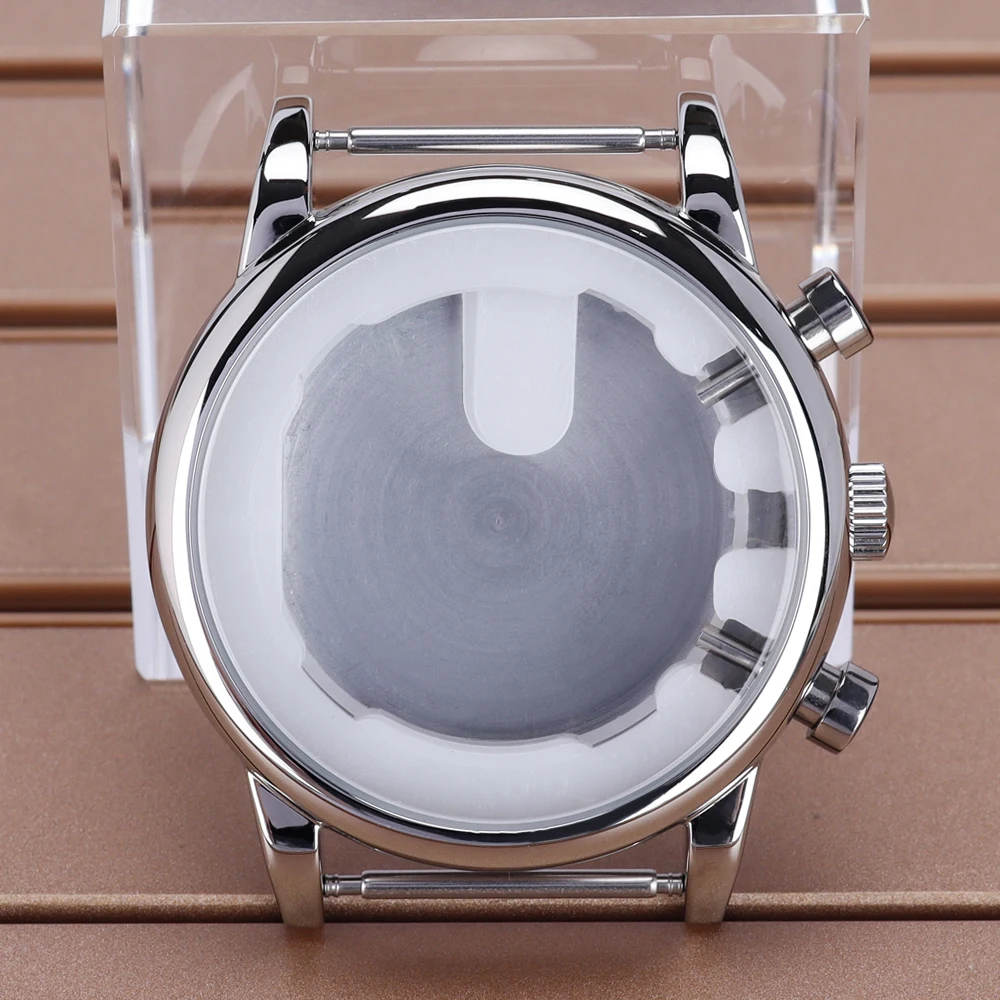 

Hot Sale 43mm Polished Watch Case Solid Bottom Cover For Miyota JS25 Movement 36.5mm Dial Waterproof 316L Steel Replacemet Parts