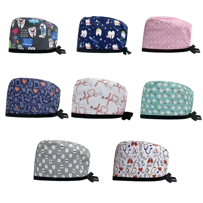 

Cotton Printed Surgical Cap Women's Long Hair Headband Cap Dentist Dental Clinic Headscarf Men's Adjustable Nurse Cap